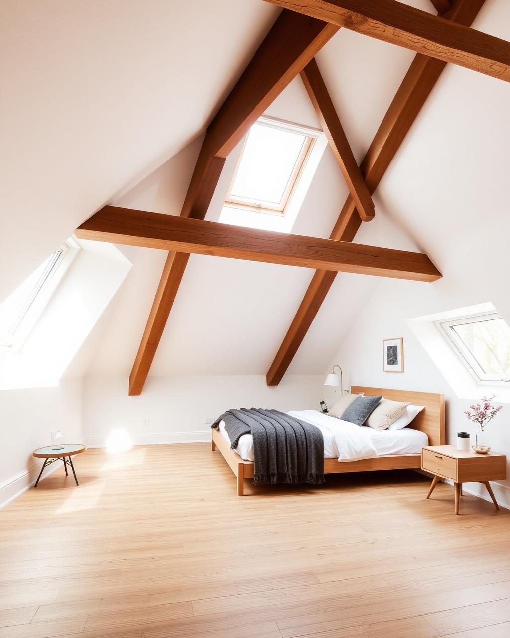 Bright loft conversion bedroom with skylights